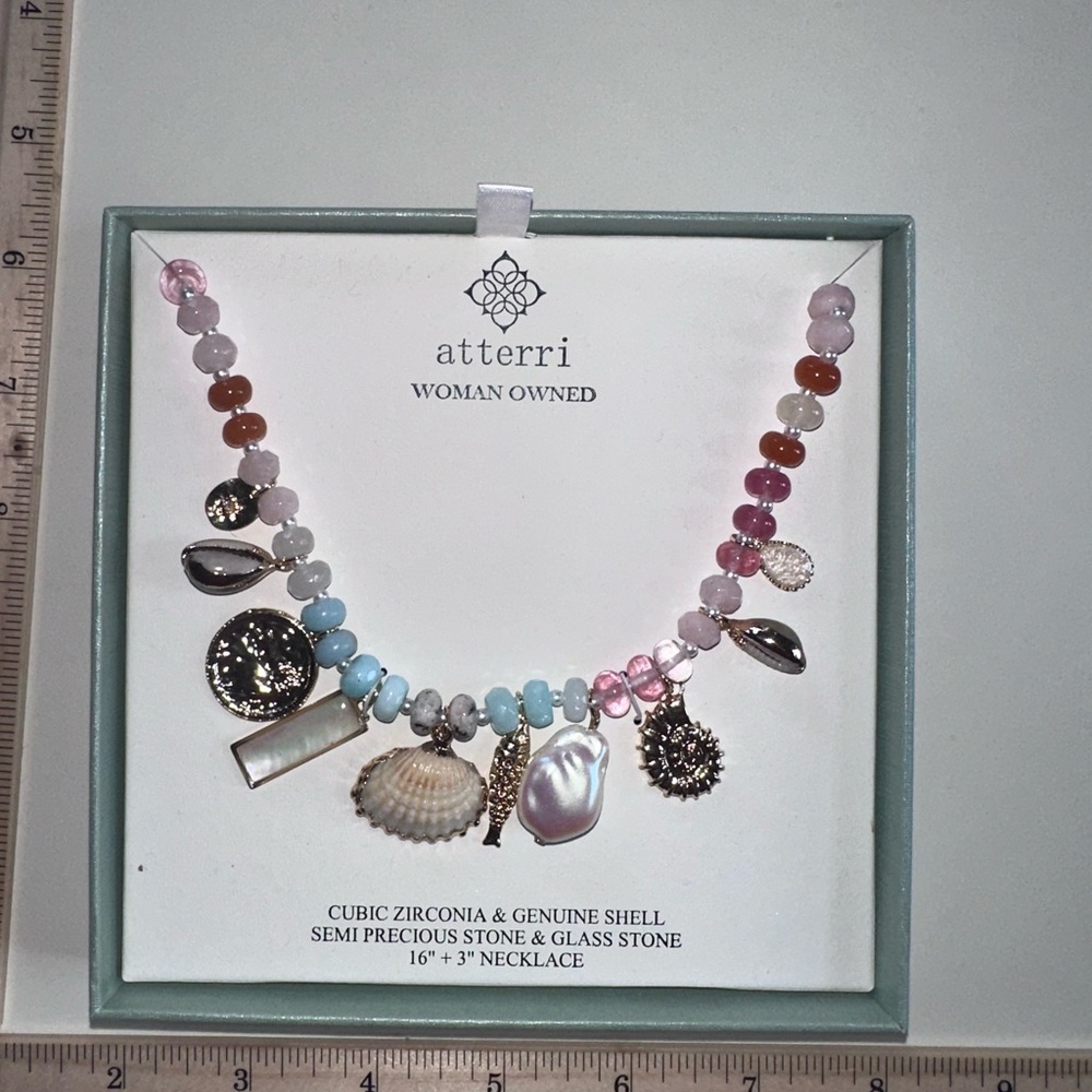 Multicolor Semi-Precious Stone charm Necklace